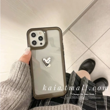 Ốp lưng iPhone 16/16 Pro Acrylic mạ bạc, hình trái tim trong suốt, tương thích iPhone 13/7/8/XR - Giá 30.400đ