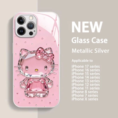Ốp lưng iPhone 17 Pro Max Crystal Cat kính cứng thời trang, chống rơi, đa model, giảm còn 105.599 VND