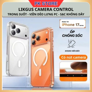 Ốp lưng iPhone 17 Pro/Pro Max LIKGUS trong suốt, nút camera control, sạc không dây, chống sốc - 219k Ốp lưng iPhone 17 Pro/Pro Max LIKGUS trong suốt, nút camera control, sạc không dây, chống sốc - 219k