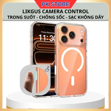 Ốp lưng iPhone 17 Pro/Pro Max LIKGUS trong suốt, nút camera control, sạc không dây, chống sốc - 219k