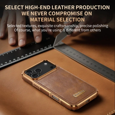 Ốp Lưng iPhone 17/16/15 Pro Max Retro Da Mạ – Sáp Dầu, Sạc Không Dây, 178.267₫
