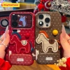 Ốp Lưng iPhone 17‑16‑15‑14‑13‑12‑11 Pro Max, X, Xr, Xs Max, 8, 7 Plus – Ins Chấm Bi Nhãn Thêu Pony, Gương Lật Đứng, Da Vỏ