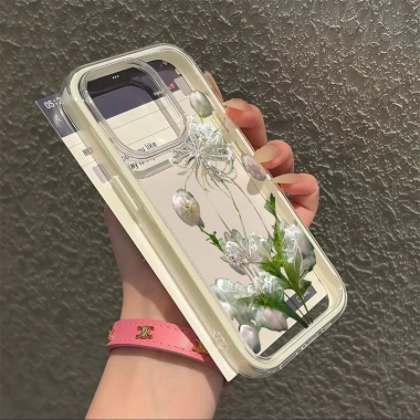 Ốp lưng iPhone cánh hoa trắng silicon TPU mềm cho iPhone 17/16/15/14/13/12/11 Pro Max Plus - Giá chỉ 29.900₫