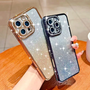 Ốp lưng iPhone đính đá lấp lánh kèm kính bảo vệ camera, tương thích iPhone 12-17 Pro Max, Air - Giá 88.800 VND