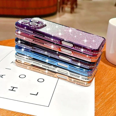 Ốp lưng iPhone đính đá lấp lánh kèm kính bảo vệ camera, tương thích iPhone 12-17 Pro Max, Air - Giá 88.800 VND