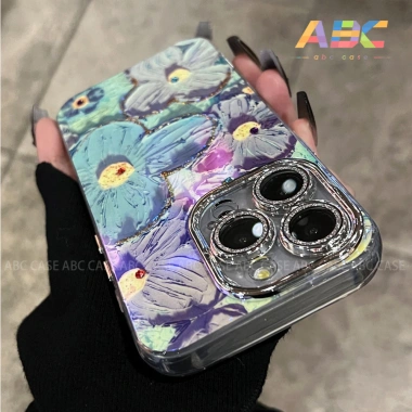 Ốp lưng iPhone họa tiết hoa sơn dầu bảo vệ ống kính - Giá 50.000, tương thích 15‑14‑13‑12‑11 Pro Max XR 8 Plus