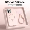 Ốp lưng iPhone silicon mềm mờ, chống vân tay, dây đeo từ tính, chống sốc Lanyar cho iPhone 16/15/14/13 Pro Max màu hồng 4