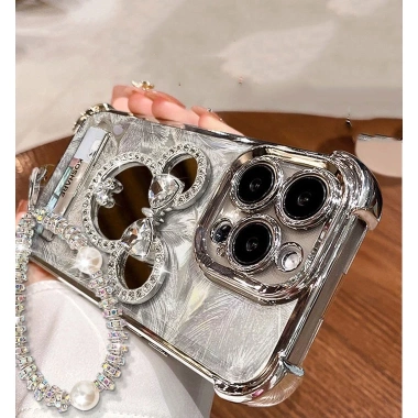 Ốp Lưng iPhone Silicon Minnie Gương kèm Dây Đeo và Giá Đỡ Cao Cấp cho iPhone 11 đến 17 Pro Max, Giá chỉ 112.000đ