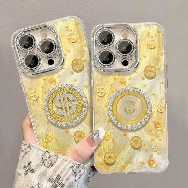 Ốp lưng iPhone Tết 2.026 đồng tiền dola xoay, nền ánh kim, dây đeo, bảo vệ camera - 80.400₫