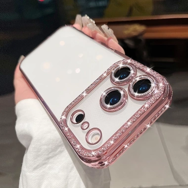 Ốp lưng iPhone TPU mềm kim cương nữ, bảo vệ 100% cho iPhone 17/16/15/14/13/12/11 Pro Max - Giá ưu đãi 154.440₫