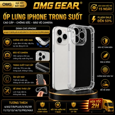 Ốp Lưng iPhone Trong Suốt Cao Cấp Chống Sốc Bảo Vệ Camera cho iPhone 6-15 Pro Max - 11.661 VND