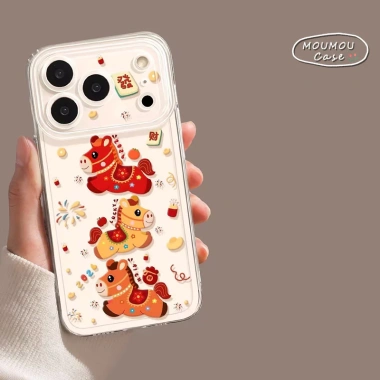 Ốp Lưng iPhone Trong Suốt Hình Ngựa Hoạt Hình Nhiều Màu, Tương Thích Từ iPhone 7 Đến 15 Pro Max Giá Ưu Đãi 3