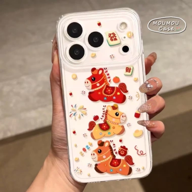 Ốp Lưng iPhone Trong Suốt Hình Ngựa Hoạt Hình Nhiều Màu, Tương Thích Từ iPhone 7 Đến 15 Pro Max Giá Ưu Đãi 5