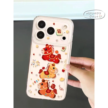 Ốp Lưng iPhone Trong Suốt Hình Ngựa Hoạt Hình Nhiều Màu, Tương Thích Từ iPhone 7 Đến 15 Pro Max Giá Ưu Đãi 7