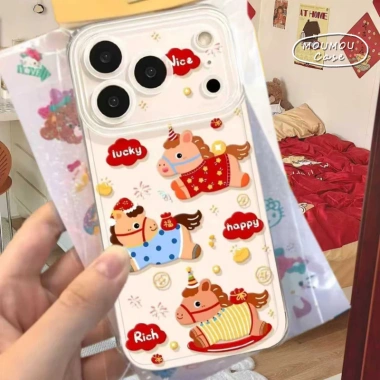 Ốp Lưng iPhone Trong Suốt Hình Ngựa Hoạt Hình Nhiều Màu, Tương Thích Từ iPhone 7 Đến 15 Pro Max Giá Ưu Đãi 8