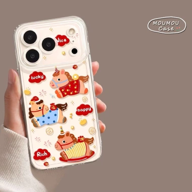 Ốp Lưng iPhone Trong Suốt Hình Ngựa Hoạt Hình Nhiều Màu, Tương Thích Từ iPhone 7 Đến 15 Pro Max Giá Ưu Đãi 10