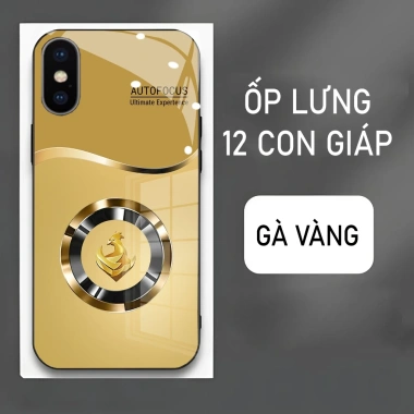 Ốp Lưng iPhone X XS XR XS Max 12 con giáp vàng sang trọng, mặt lưng kính bóng cao cấp
