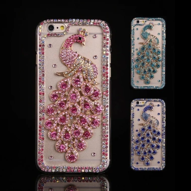 Ốp lưng kim cương hình con công đính đá cho iPhone 13/14/15/16 Pro Max - 141.960₫
