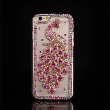 Ốp lưng kim cương hình con công đính đá cho iPhone 13/14/15/16 Pro Max - 141.960₫