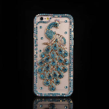 Ốp lưng kim cương hình con công đính đá cho iPhone 13/14/15/16 Pro Max - 141.960₫