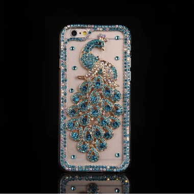 Ốp lưng kim cương hình con công đính đá cho iPhone 13/14/15/16 Pro Max - 141.960₫
