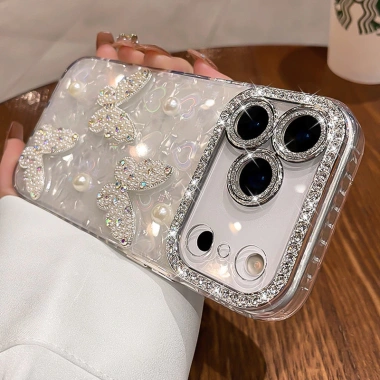 Ốp Lưng Laser iPhone 13-17 - kim cương, ngọc trai, bướm, dây bảo vệ - 98.118 VND