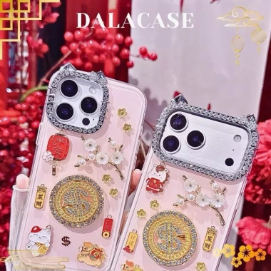 Ốp Lưng Nhũ Hồng Camera Kitty Charm Động Xoay Cành Đào Trắng Giá chỉ 137.000₫ 5