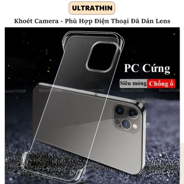 Ốp lưng PC cứng không viền, không lens camera, trong suốt cho iPhone 16/15/14 Pro Max - Giá 49.908₫ 3