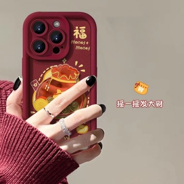 Ốp Lưng Silicon 3D Túi May Mắn iPhone 16/15 Pro Max - Thiết Kế Sang Trọng Chống Sốc Tết
