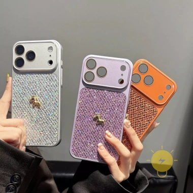 Ốp lưng TPU iPhone 17/16/15/14/13 – Ngựa 3D Glitter Powder, Korean Cute Aesthetic, giảm giá 18%