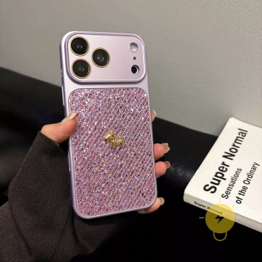 Ốp lưng TPU iPhone 17/16/15/14/13 – Ngựa 3D Glitter Powder, Korean Cute Aesthetic, giảm giá 18%