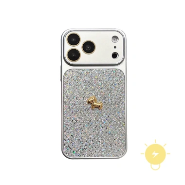 Ốp lưng TPU iPhone 17/16/15/14/13 – Ngựa 3D Glitter Powder, Korean Cute Aesthetic, giảm giá 18%