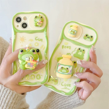 Ốp Lưng TPU iPhone 17/16/15/14/13/12 Pro Max - Họa Tiết ếch, Chống Sốc, Chống Trầy, Có Chân Đế - 54.966 VND