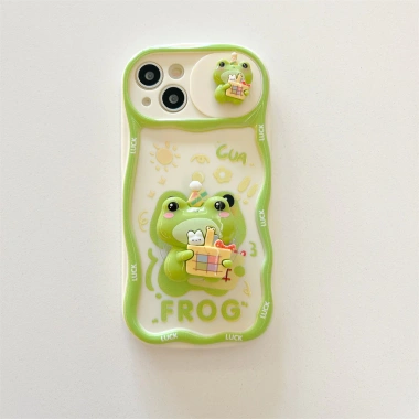 Ốp Lưng TPU iPhone 17/16/15/14/13/12 Pro Max - Họa Tiết ếch, Chống Sốc, Chống Trầy, Có Chân Đế - 54.966 VND