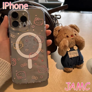 Ốp sạc không dây từ tính hồng cho iPhone 17-16-15-14-13-12-11 Pro Max, 7-8 Plus, XR, XS Max - Vỏ cứng chống sốc