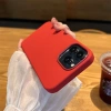 Ốp Silicon Lỏng Cao Cấp Màu Đỏ cho iPhone 14 Pro Max, 15 Pro, 14 Plus, 13, 12, 11 Bảo Vệ Camera, Bao Gồm Ốp Lưng