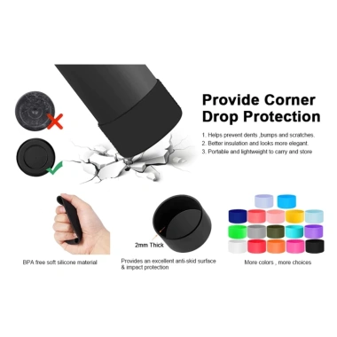 Ốp Silicone BPA Free 8-10cm Bảo Vệ Tay Cho Chai Nước, Tumbler Chống Trơn Trượt