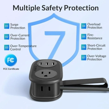 ORICO Dây nguồn mở rộng di động 45° AP3 - Ổ cắm du lịch đa bảo vệ, chống cháy, an toàn cho PC và gia đình 9