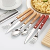 Oukeai 304 Bộ đồ ăn thép không gỉ tay cầm gỗ nguyên khối bộ 4 món - Muỗng nĩa Nhật Bản, giảm giá 22% chỉ 30.030 VND 3