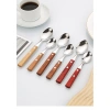 Oukeai 304 Bộ đồ ăn thép không gỉ tay cầm gỗ nguyên khối bộ 4 món - Muỗng nĩa Nhật Bản, giảm giá 22% chỉ 30.030 VND 9