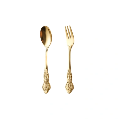 OUKEAI Thìa Nĩa Cung Điện Dập Nổi Thép Không Gỉ – Thìa Nhỏ Bánh Trái Cây, Nĩa Retro, Thìa Cà Phê, Giá 14.700₫ 5