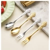 OUKEAI Thìa Nĩa Cung Điện Dập Nổi Thép Không Gỉ – Thìa Nhỏ Bánh Trái Cây, Nĩa Retro, Thìa Cà Phê, Giá 14.700₫ 9