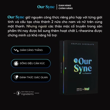 Our Sync Socola Đen Thảo Mộc & L‑theanine 200mg – Thư giãn, Tập trung, Giá 349.000₫
