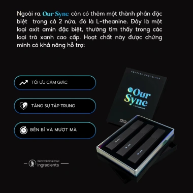 Our Sync Socola Đen Thảo Mộc & L‑theanine 200mg – Thư giãn, Tập trung, Giá 349.000₫