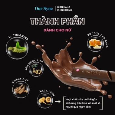 Our Sync Socola Đen Thảo Mộc & L‑theanine 200mg – Thư giãn, Tập trung, Giá 349.000₫