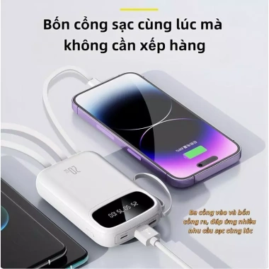 PCB 20.000mAh Sạc Kho Báu 45W Siêu Nhanh - Màn Hình LED, Đèn Ngoài Trời, 4 Dây Sạc, Giá 15.000 VND