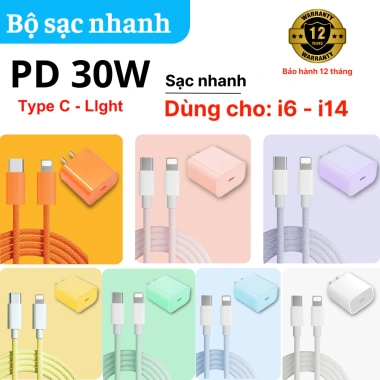 PD30W Bộ sạc nhanh Type-C Light 30W An toàn ổn định, bảo vệ thiết bị, không nóng, phù hợp i6-i14 - Giá chỉ 52.000₫
