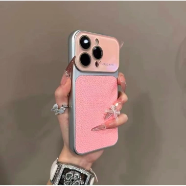 Pha Lê Cửa Sổ Lớn – Ốp iPhone 17-13 Pro Max, Ống Kính, Vỏ Bảo Vệ, Họa Tiết Litchi