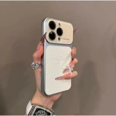 Pha Lê Cửa Sổ Lớn – Ốp iPhone 17-13 Pro Max, Ống Kính, Vỏ Bảo Vệ, Họa Tiết Litchi