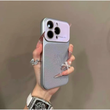 Pha Lê Cửa Sổ Lớn – Ốp iPhone 17-13 Pro Max, Ống Kính, Vỏ Bảo Vệ, Họa Tiết Litchi